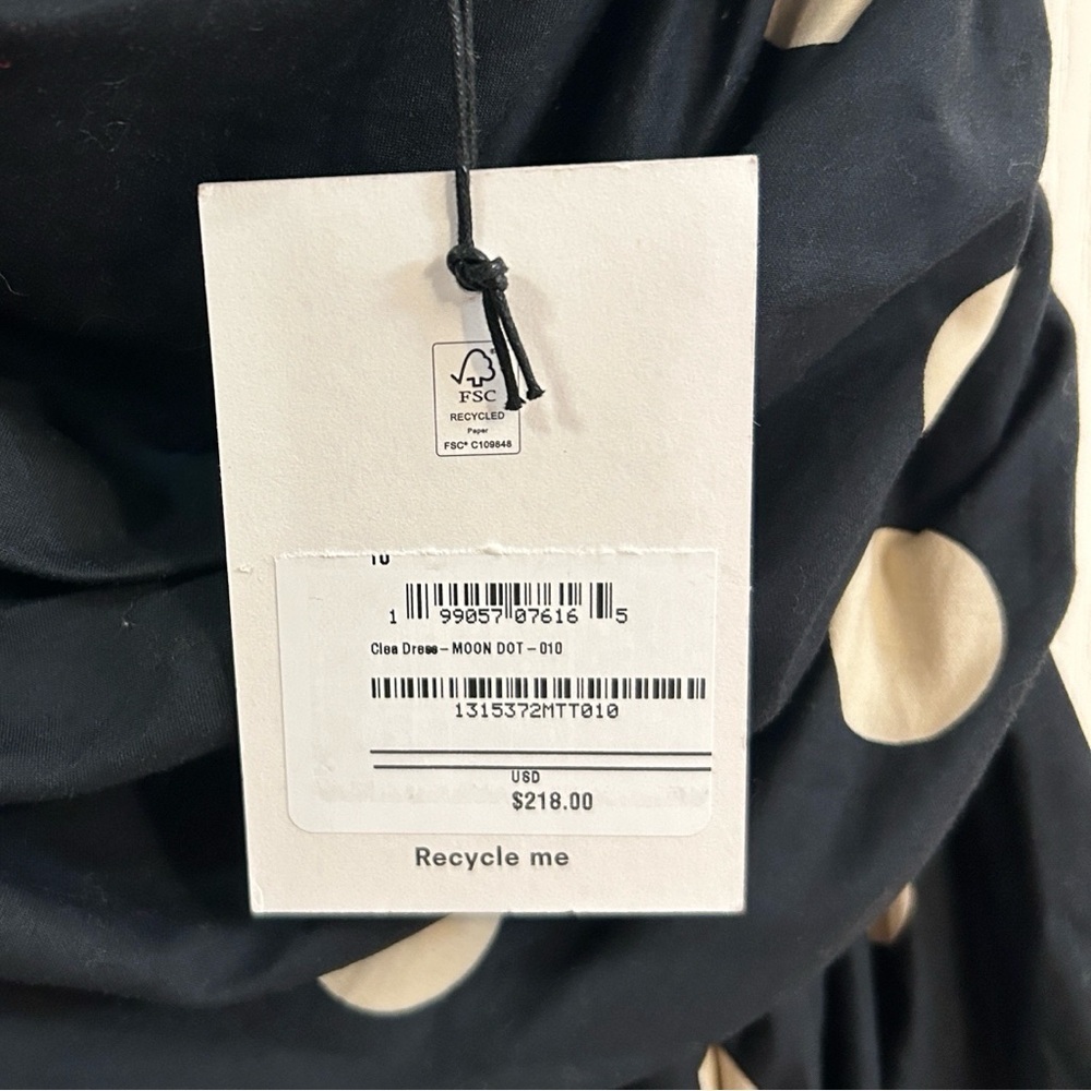 REFORMATION Clea Polka-Dot Mini Dress in Moon Dot-1 Size 10 - Picture 11 of 12